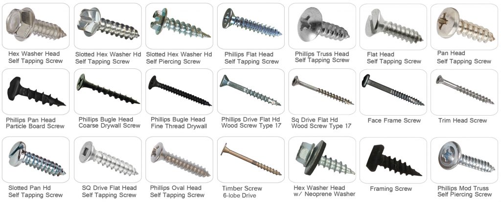 3 Types of Common Metal Screws