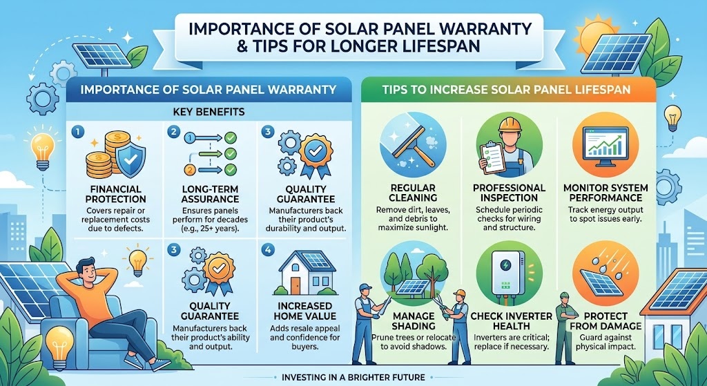Solar panel warranty and life span